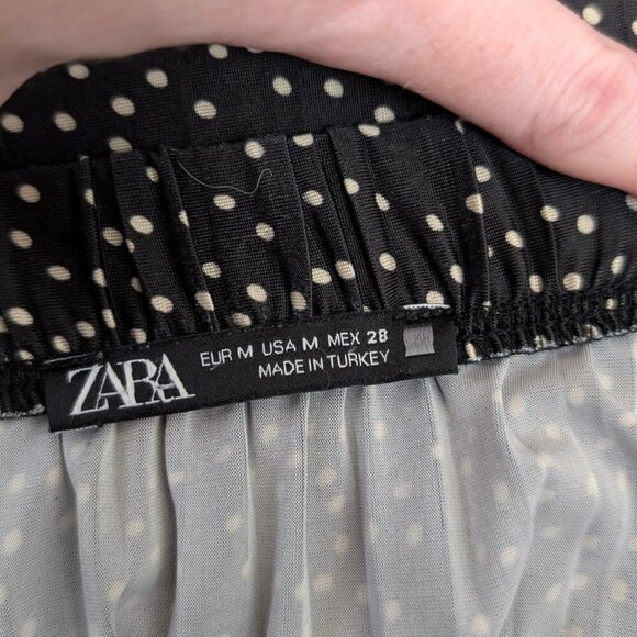Zara Spotted Black Elastic Waist Skirt - Picture 7 of 7